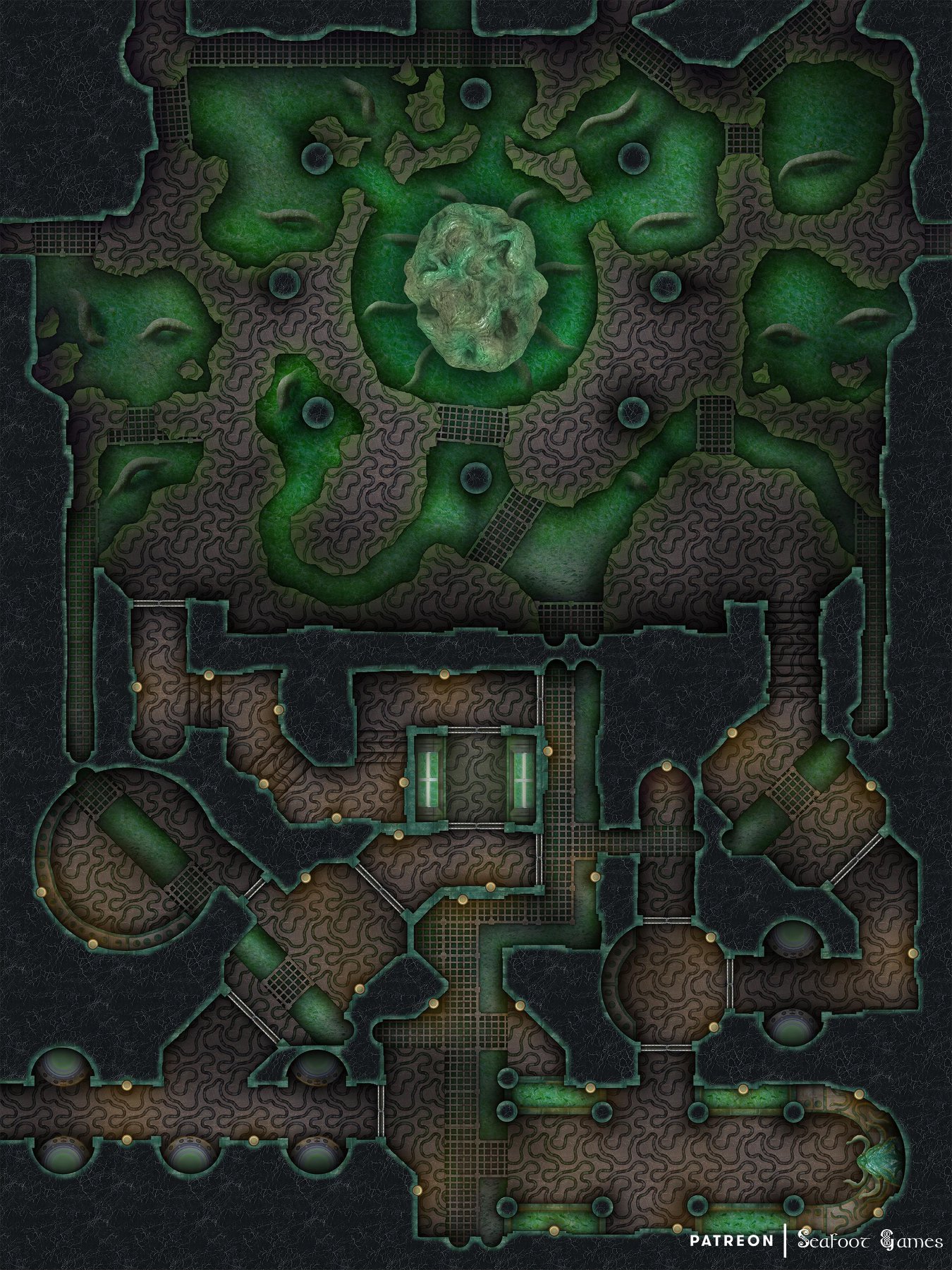 Free Ttrpg Battlemap Mindflayer S Lair Seafoot Games