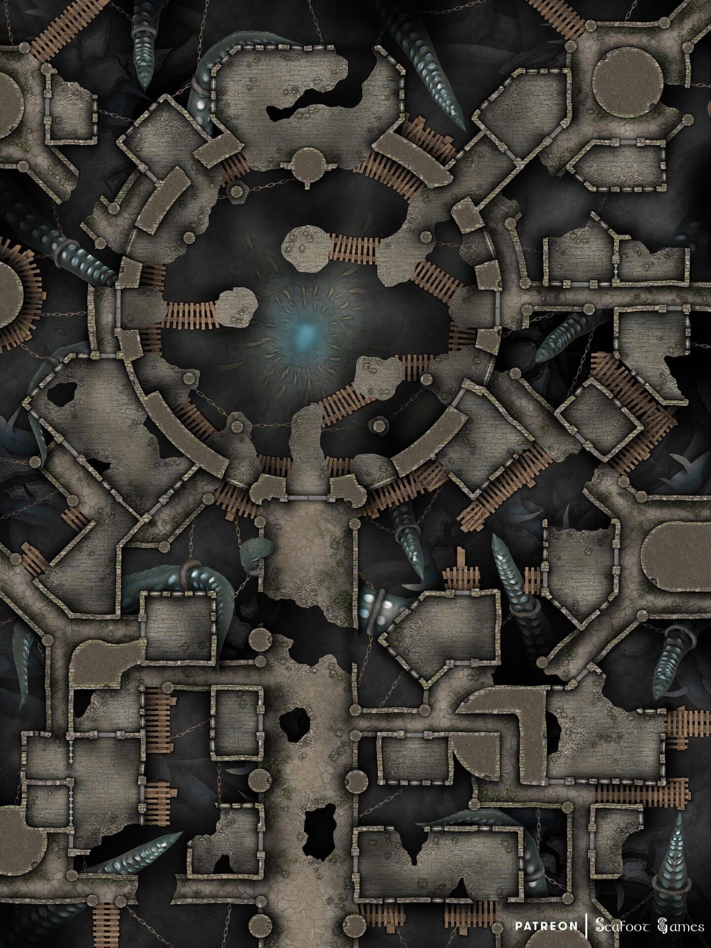 Free D D Battlemap Ruined City Of Chained Horror Seafoot Games