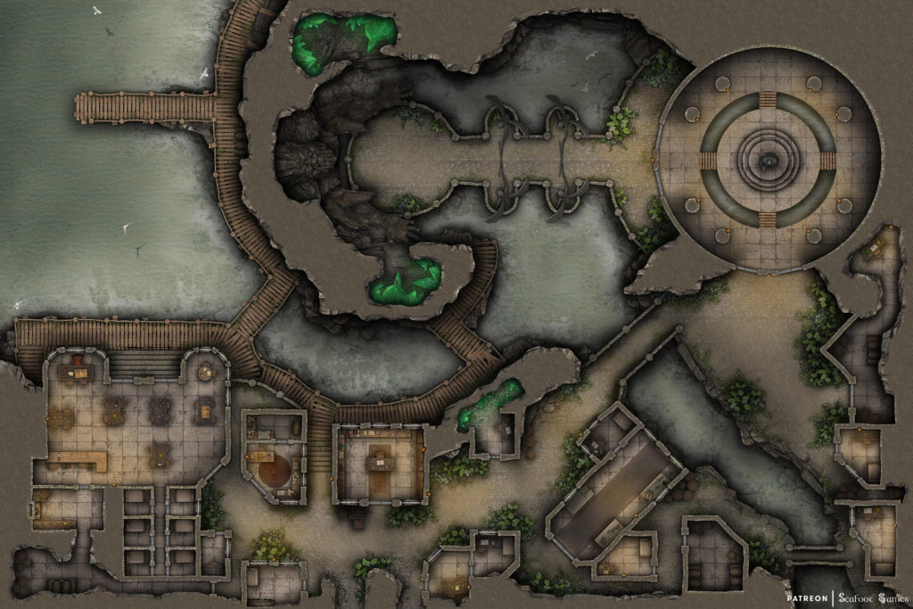 Mangrove Swamp Fishing Village Free Battlemap Adventure