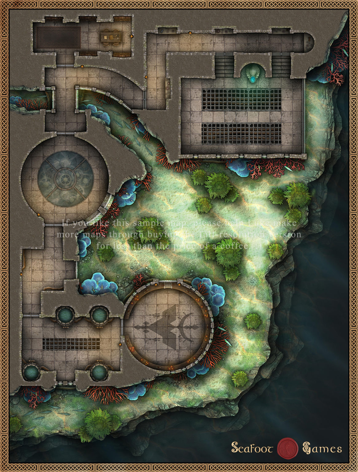 Underwater Laboratory 40x30 Battlemap With Adventure FoundryVTT Ready