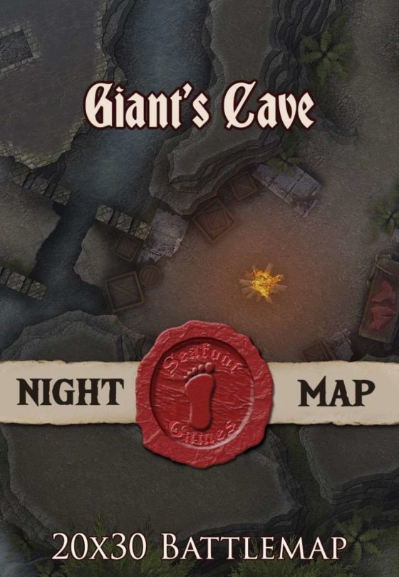 Giant's Cave Night 30x20 DnD Battlemap