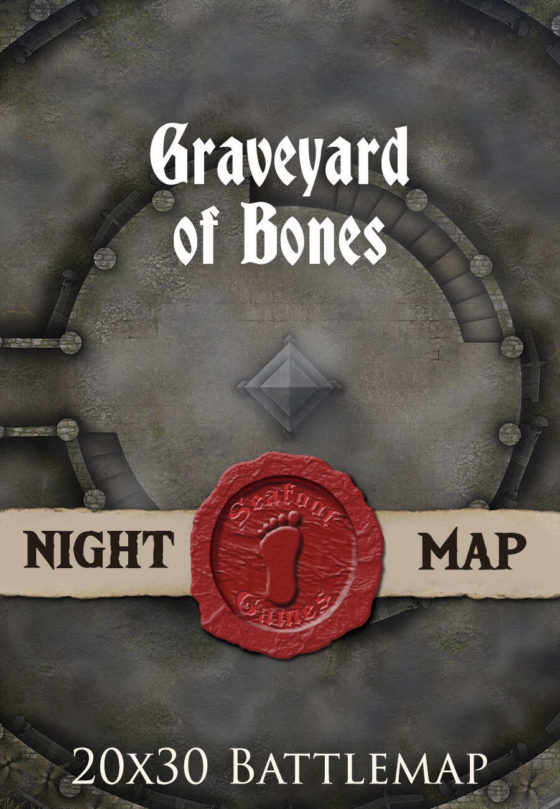 Graveyard of Bones (Night) 30x20 DnD Battlemap