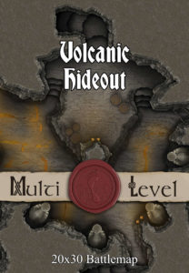 Volcanic Hideout 30x20 Multi-Level DnD Battlemap