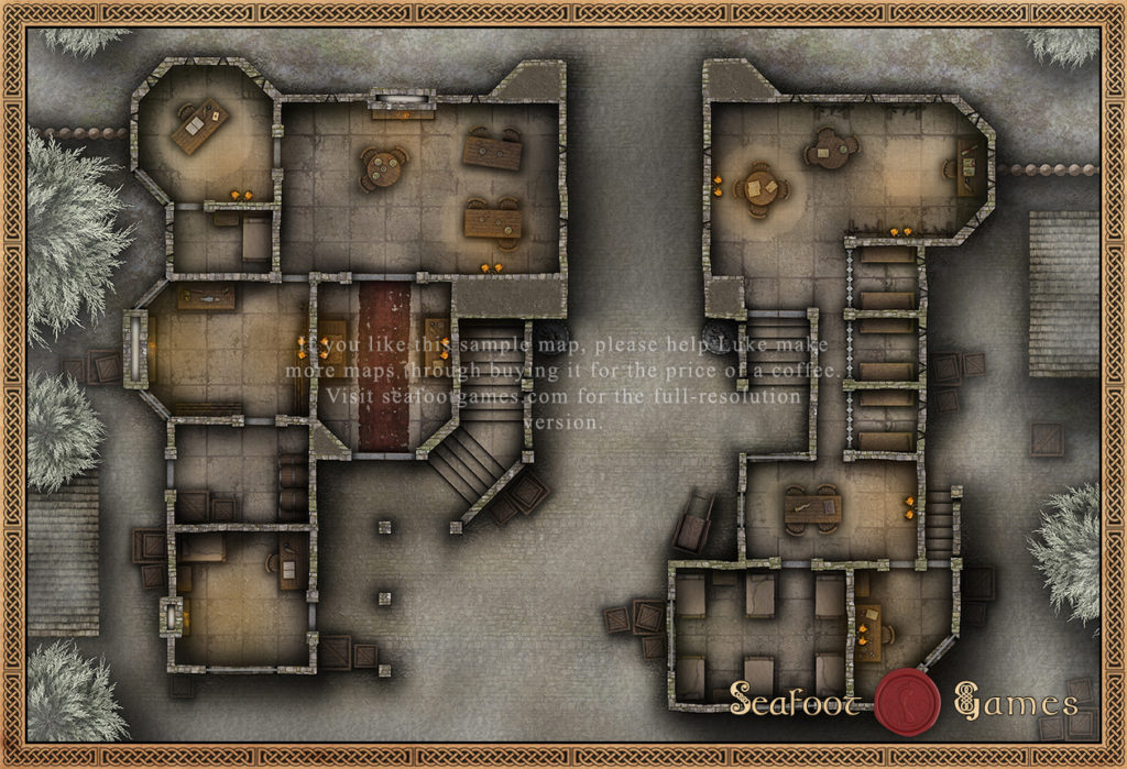 30x20 D&D Battlemap - Valdorn’s Winter Gatehouse • Seafoot Games