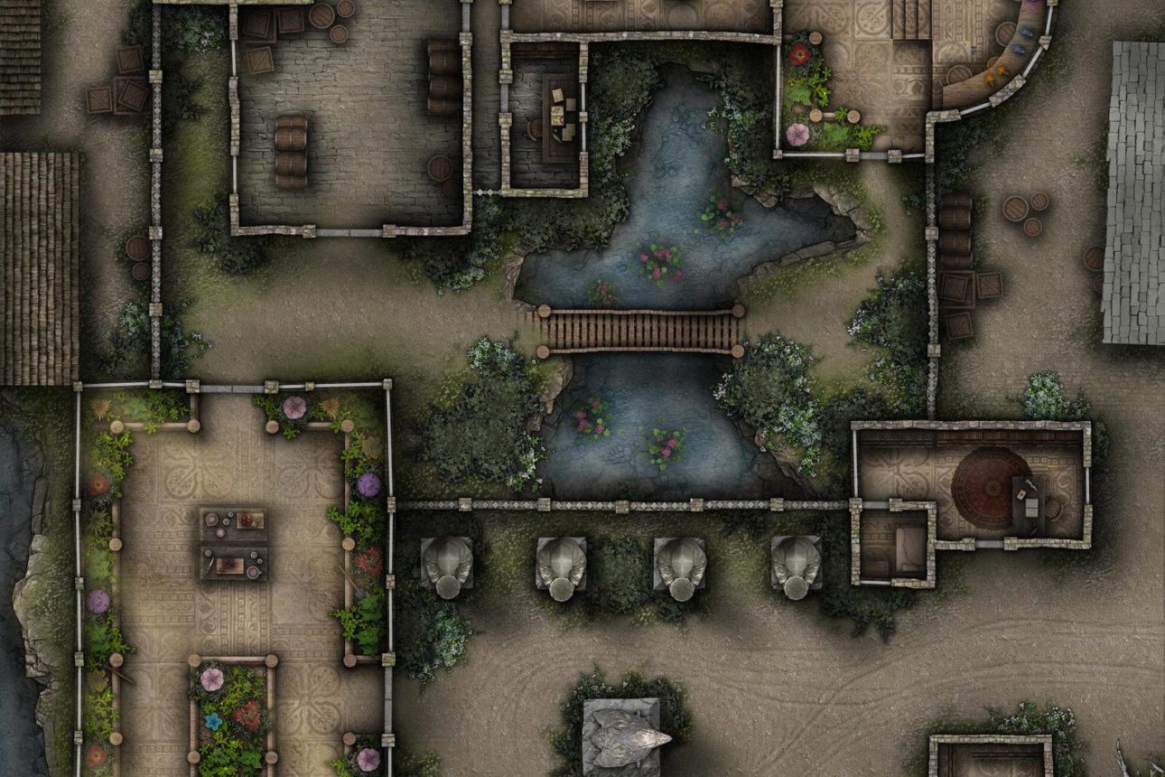 Free TTRPG Battlemap - Alchemist's Greenhouse Laboratory