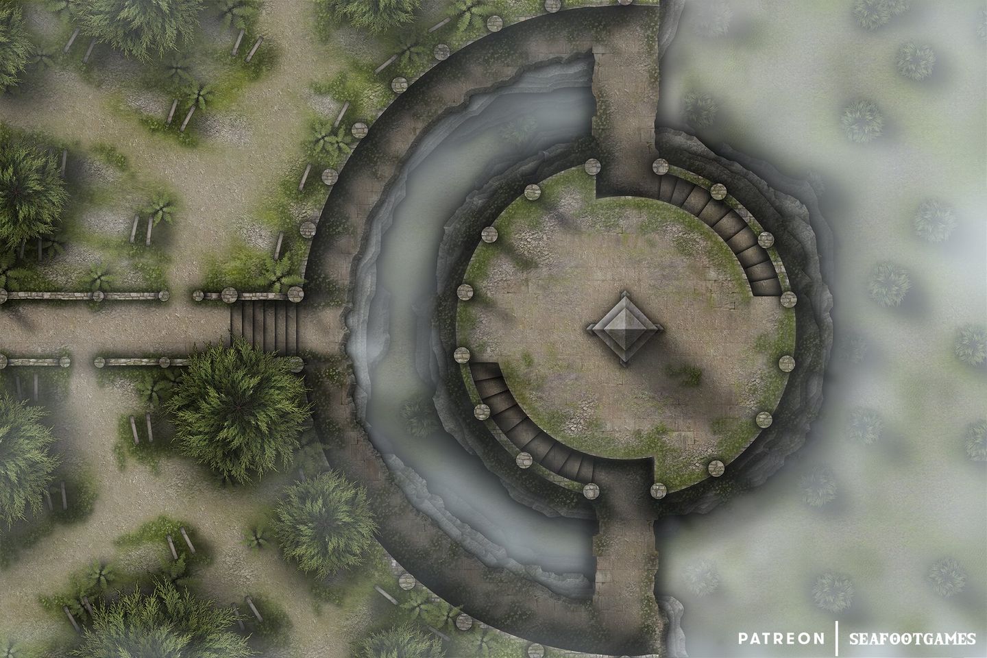 Free TTRPG Battlemap – Monolith of Kal’doram • Seafoot Games