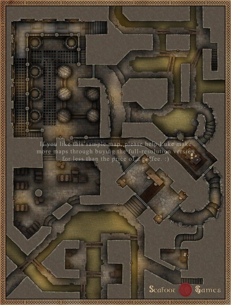 Illegal Sewer Brewery 40x30 Battlemap with Adventure
