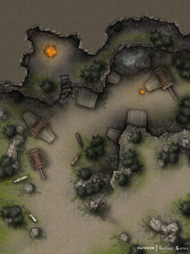 Free Ttrpg Battlemap Plains Caravan Camp Seafoot Games