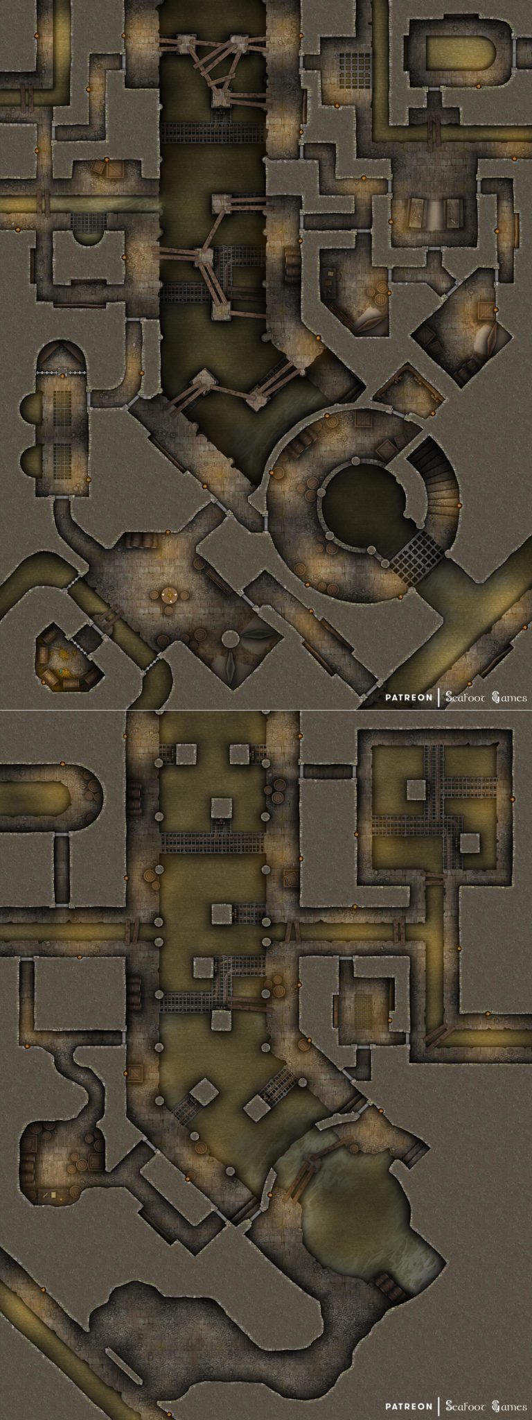 Free TTRPG Battlemap – Undercity Criminals Sewers • Seafoot Games