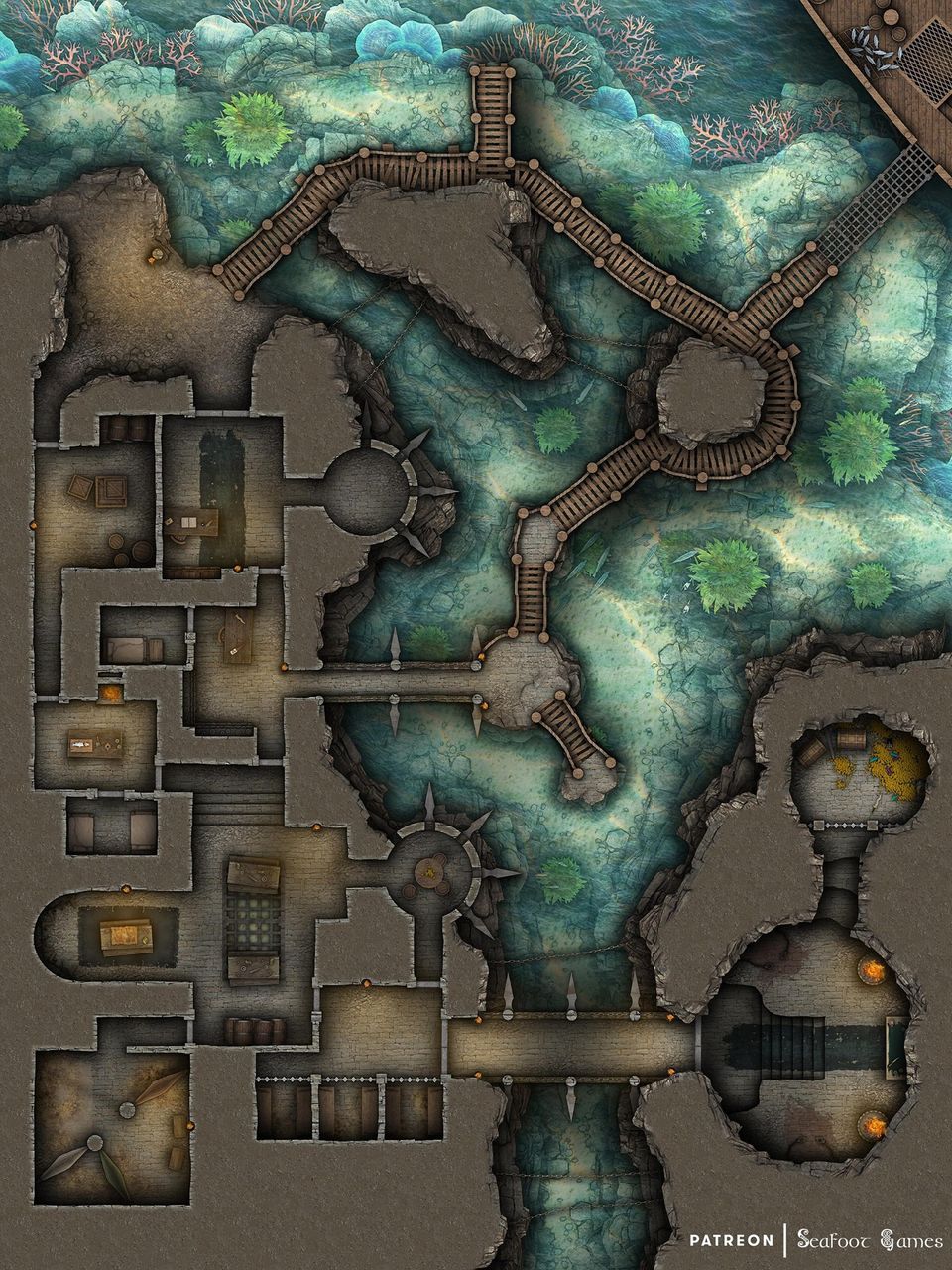 Free D&D battlemap of Tinderbeard's Pirate Fortress