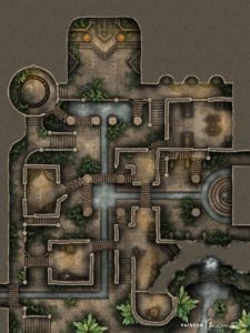 Free TTRPG Battlemap – Ancient Jungle Temple Machine • Seafoot Games