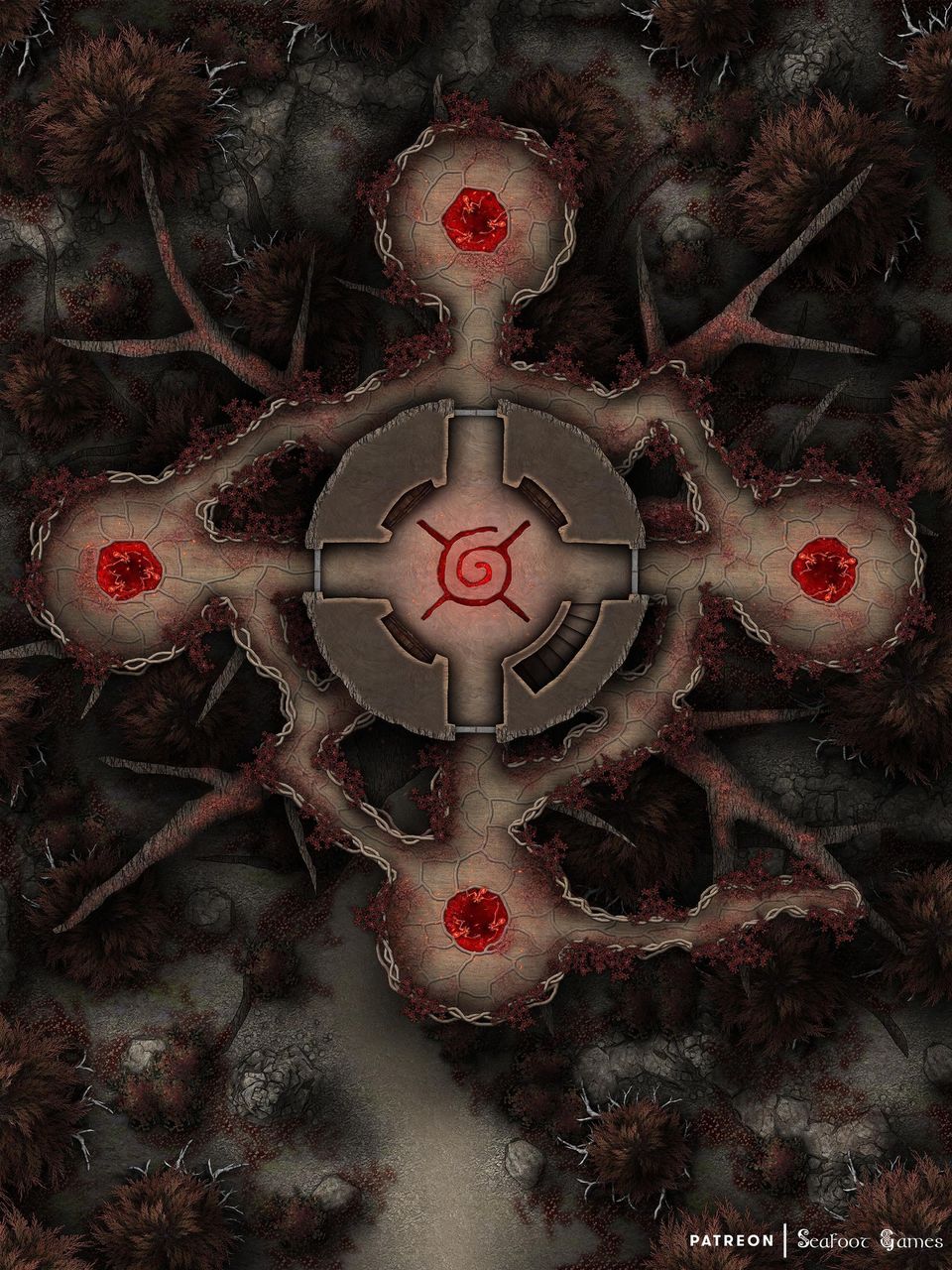 free D&D battlemap of a Hag's Blood Tree
