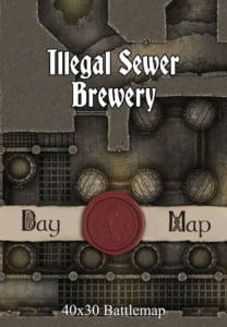 Illegal Sewer Brewery 40x30 DnD Battlemap with Adventure