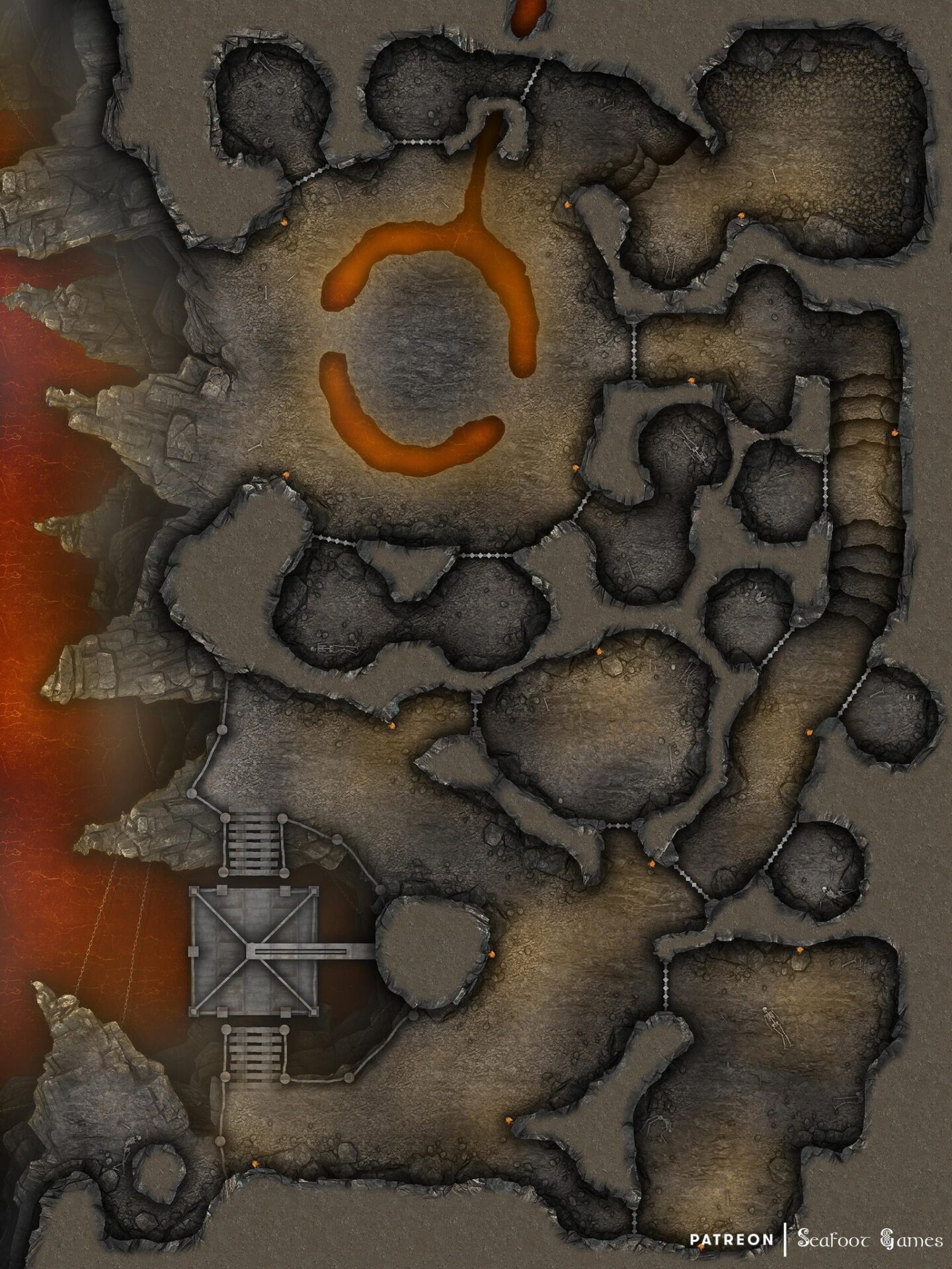 free D&D battlemap of this Burning Maximum Security Prison