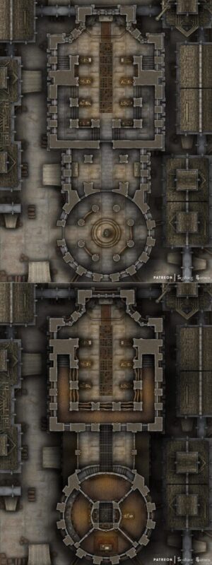 Mechanist’s Guild of Aeraveska Multi-Level 40x30 TTRPG Battlemap with Adventure