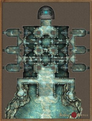Underwater Temple of the Frozen Heart - 40x30 Battlemap