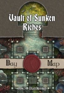 Vault of Sunken Riches 40x30 DnD Battlemap with Adventure