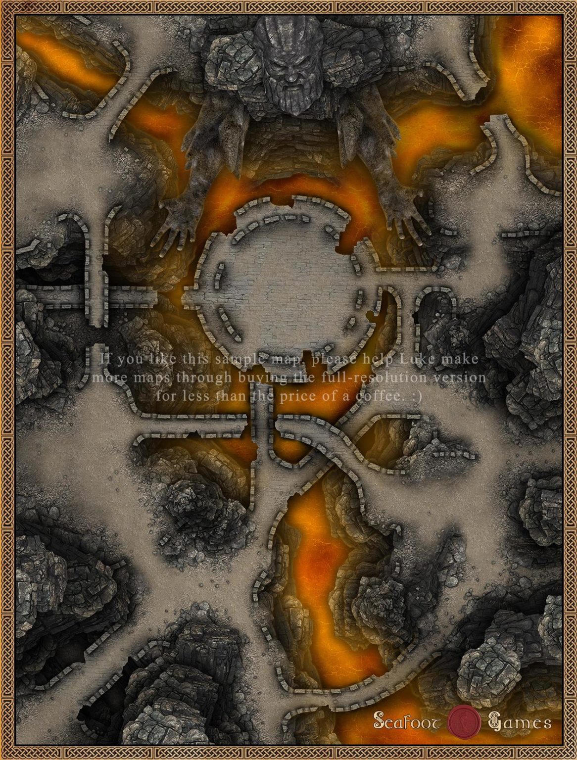 Volcanic God's Shrine 40x30 Battlemap • Seafoot Games