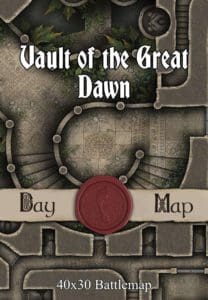 Vault of The Great Dawn 40x30 DnD Battlemap with One-Shot Adventure