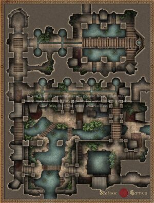 Wellspring Refugee Temple - 40x30 Battlemap with Adventure