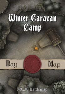 Winter Caravan Camp 40x30 DnD Battlemap with Adventure