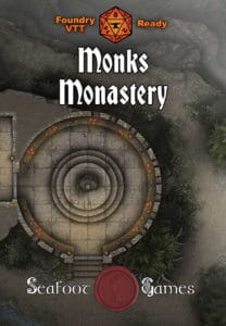 Monk’s Monastery 40x30 DnD Battlemap with Adventure (FoundryVTT Ready!)