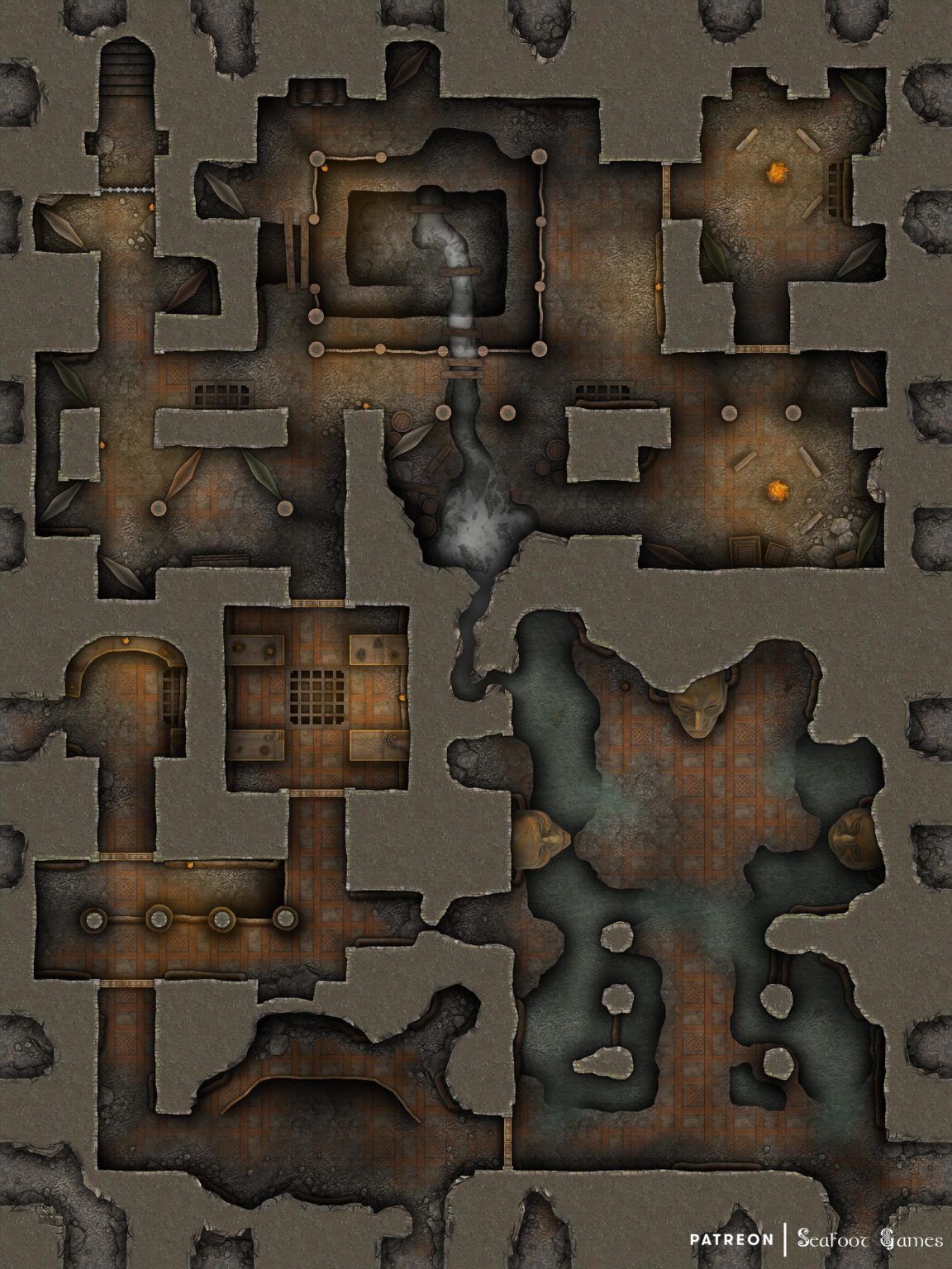 Dwarven Underworks Excavation Site Free Multi-Level 40×30 Battlemap ...