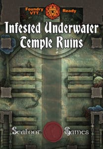 Infested Underwater Temple Ruins 40x30 DnD Battlemap with Adventure (FoundryVTT-Ready!)