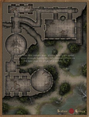 Stronghold Ruins of the Steel Lakes 40x30 Battlemap with Adventure (FoundryVTT Ready!)