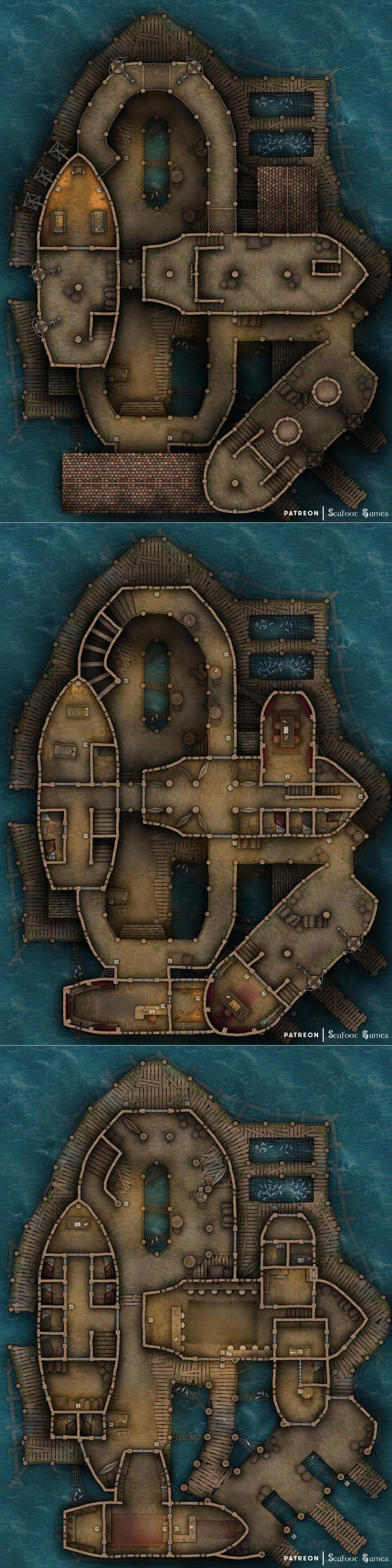 Pirate's Floating Shipwreck Fortress Free 40x30 Multi-Level Battlemap ...