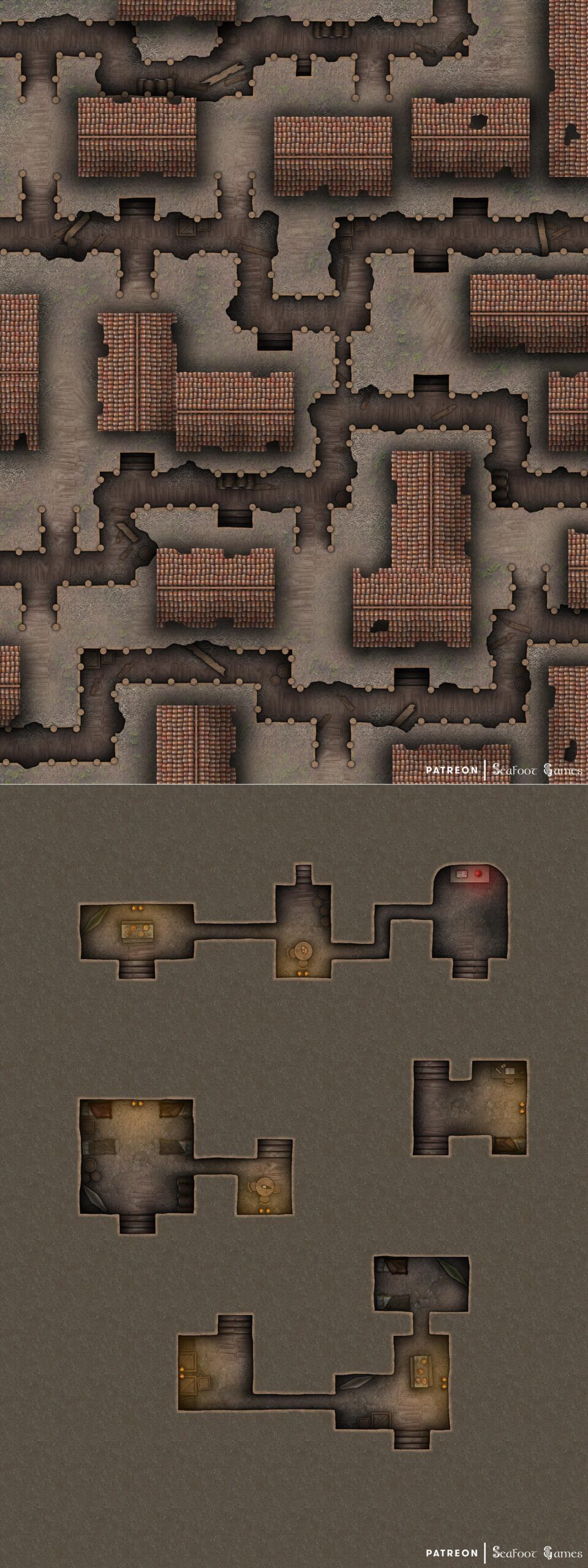 Abandoned Wartorn Town Thieves Dens Free 40x30 Multi-Level Battlemap ...