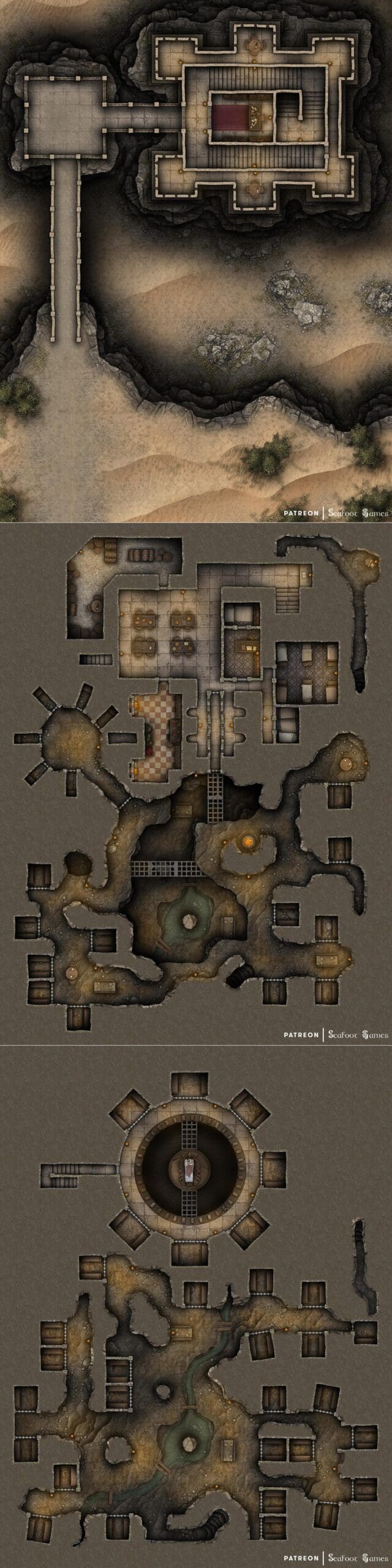 Underground Desert Prison Free 40x30 Multi-Level Battlemap & Adventure. Break into an underground high-security prison! VTT ready.