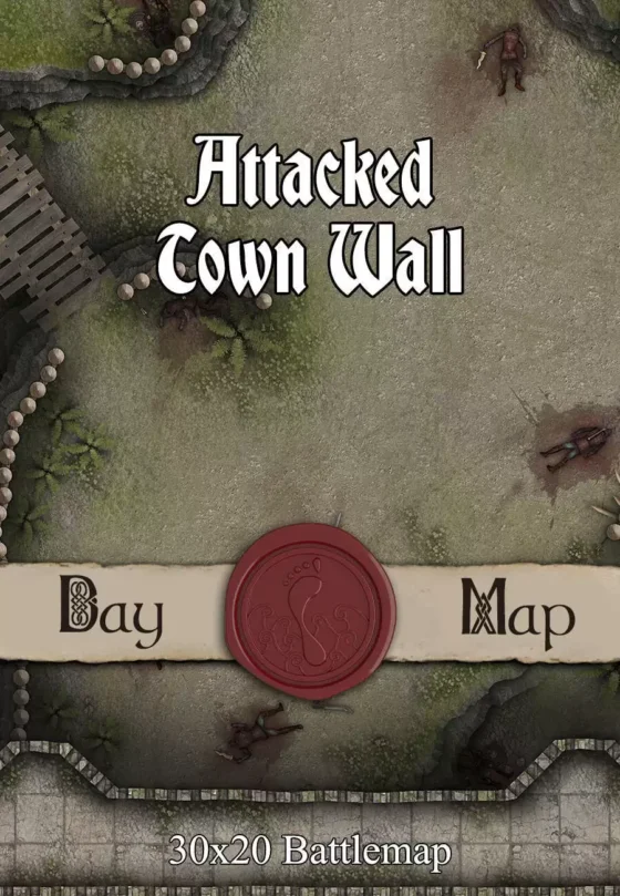 Attacked Town Wall TTRPG Battlemap Cover