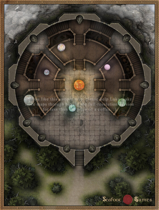 Magical Clifftop Orrery 40x30 Battlemap with Adventure (FoundryVTT-Ready!)