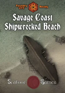Savage Coast Shipwrecked Beach 40x30 DnD Battlemap with Adventure (FoundryVTT-Ready!)